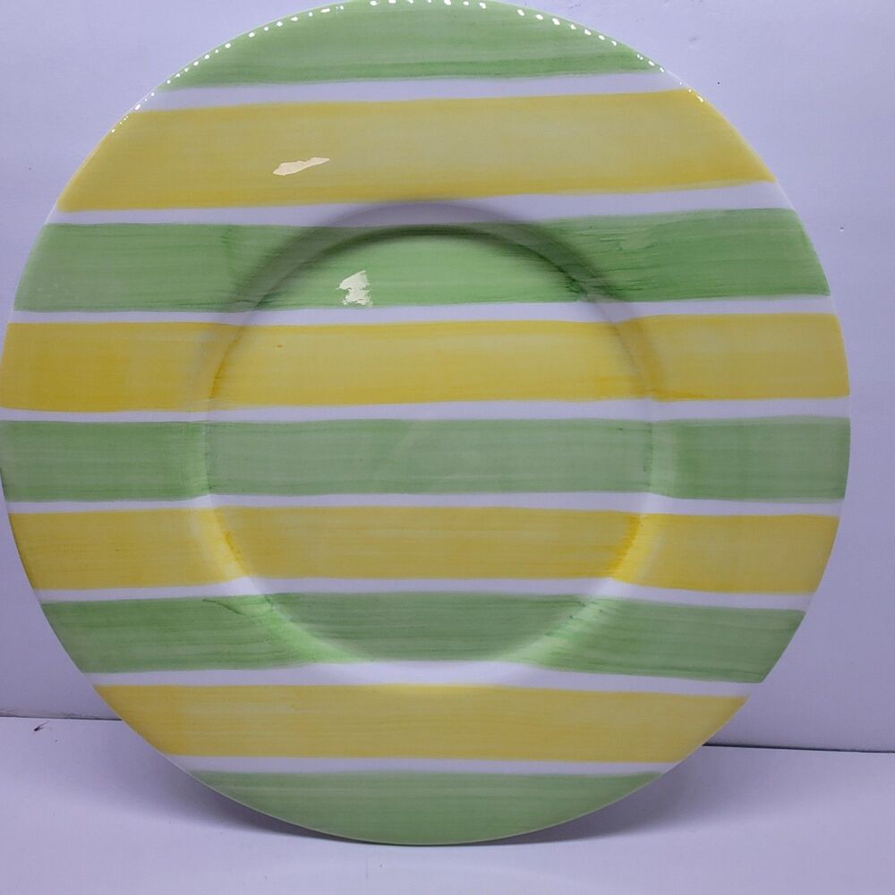 ESTE CE Italy Yellow And Green Striped  12 3/4" Plate - Picture 5 of 6